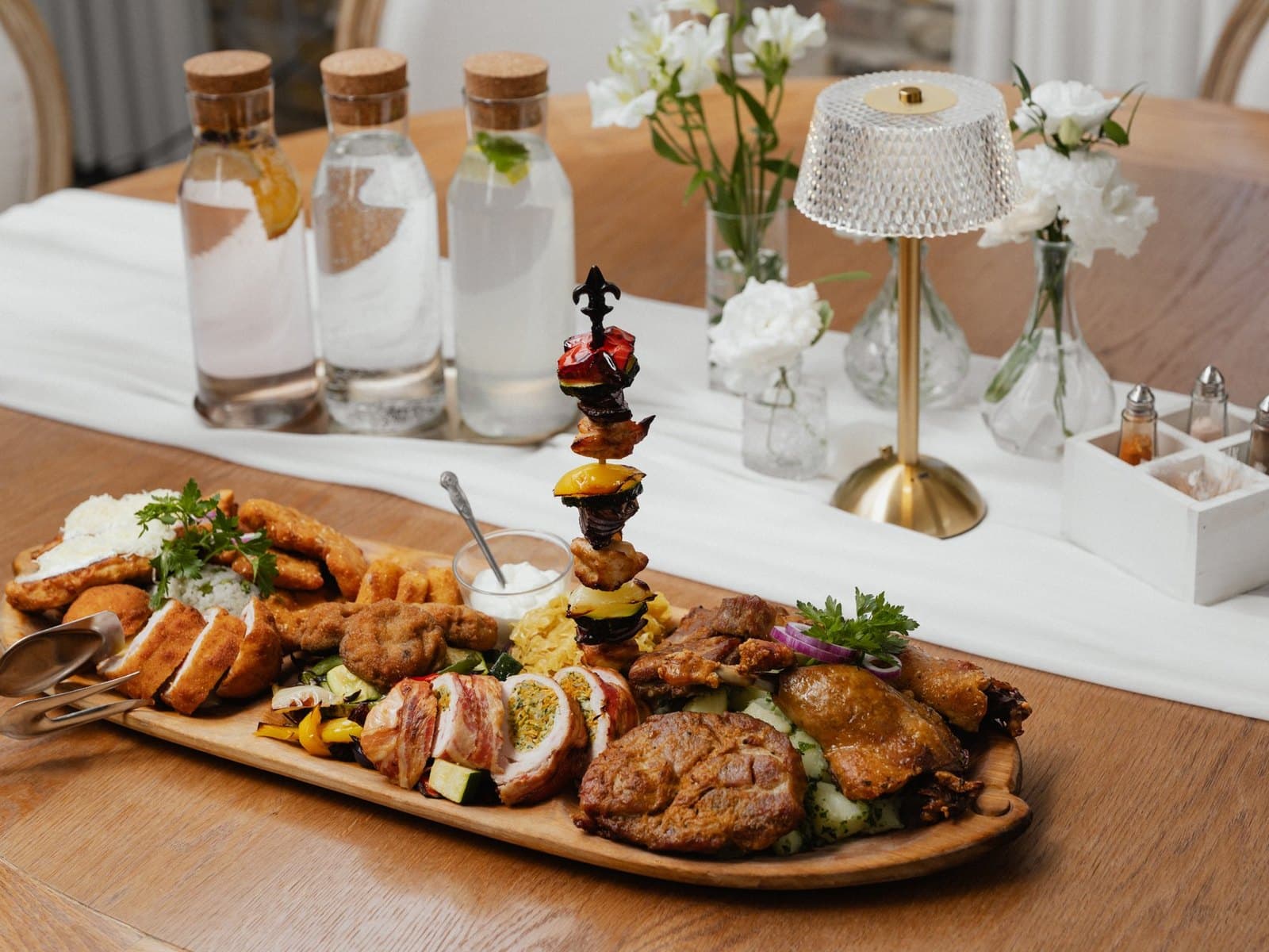 A roast platter from the oven, ready to serve