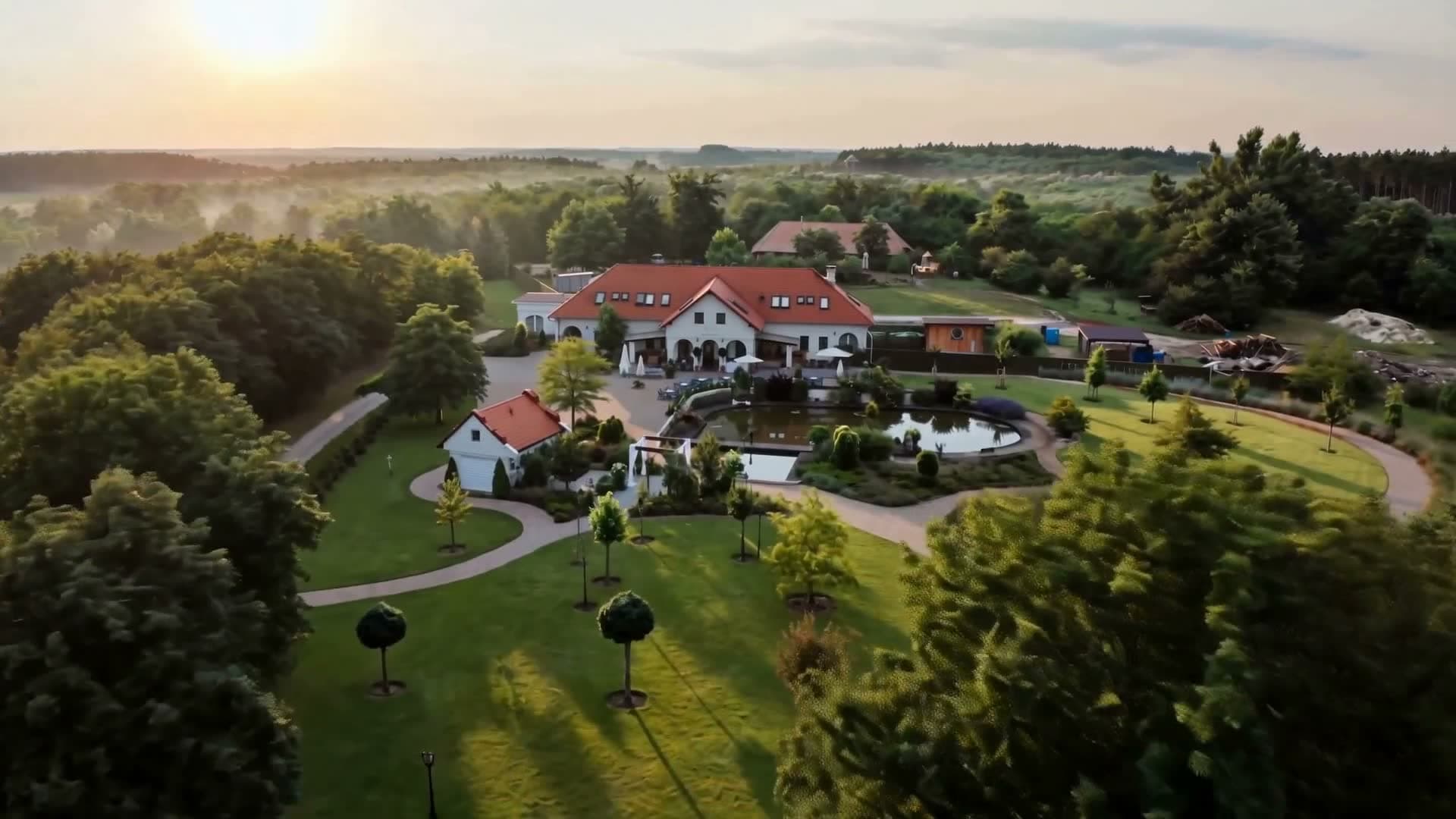 The Deák Udvarház estate from above